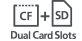 Ranuras de tarjetas dobles CF + SD